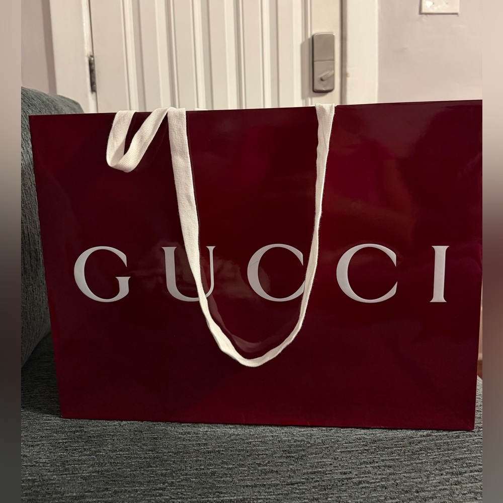 Gucci Red Shopping Bag with White Handles (2 bags )